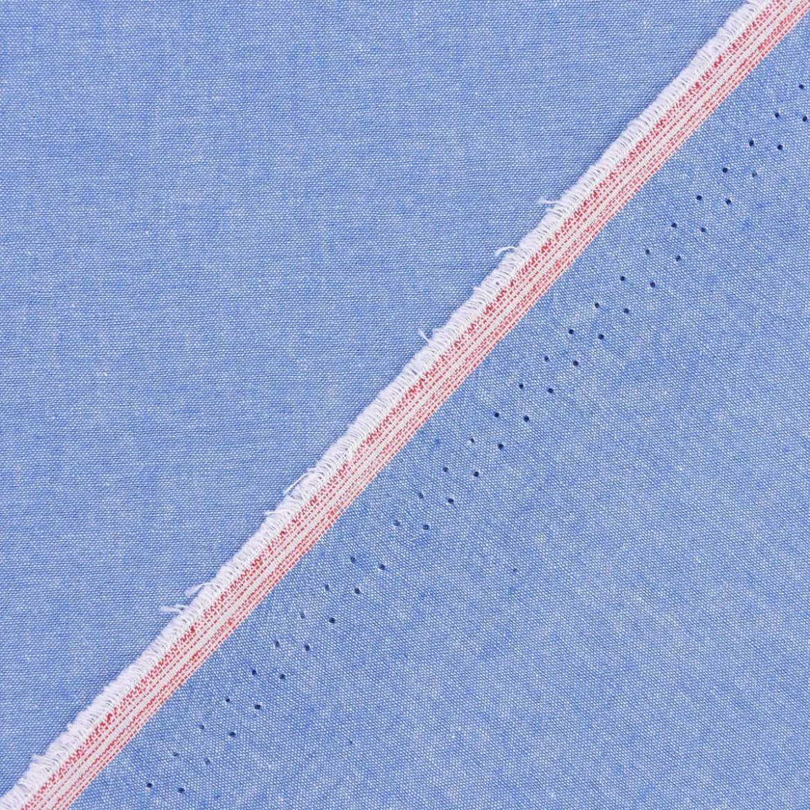 Baumwollstoff Yarn Dyed Popeline einfarbig sky blau himmelblau meliert 1,44m Breite