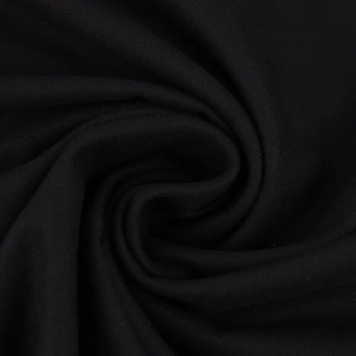 Bekleidungsstoff Baumwollstoff Flanell dünn uni schwarz 1,42m Breite