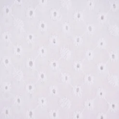 Bekleidungsstoff Blusenstoff Lochstickerei Blumen Bogenkante einfarbig weiß 1,3m Breite