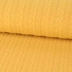 Bekleidungsstoff Cably Zopfmuster einfarbig safrangelb 1,5m Breite