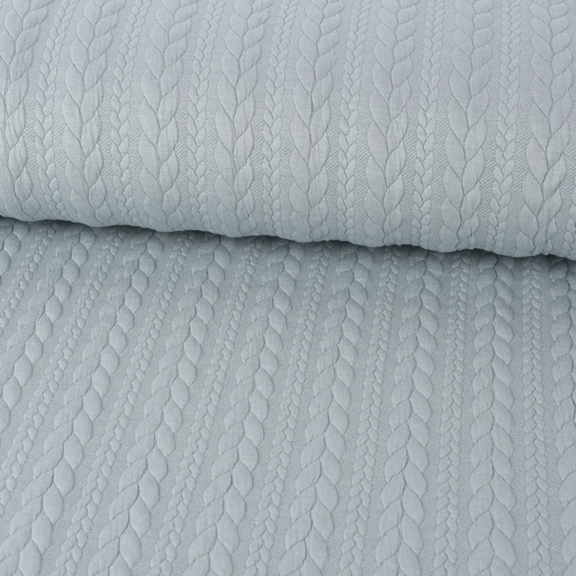 Bekleidungsstoff Cably Zopfmuster einfarbig eisblau 1,5m Breite