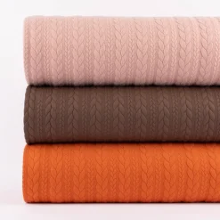 Bekleidungsstoff Cably Zopfmuster einfarbig kürbis orange 1,5m Breite