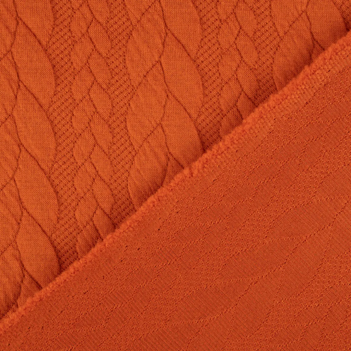 Bekleidungsstoff Cably Zopfmuster einfarbig kürbis orange 1,5m Breite