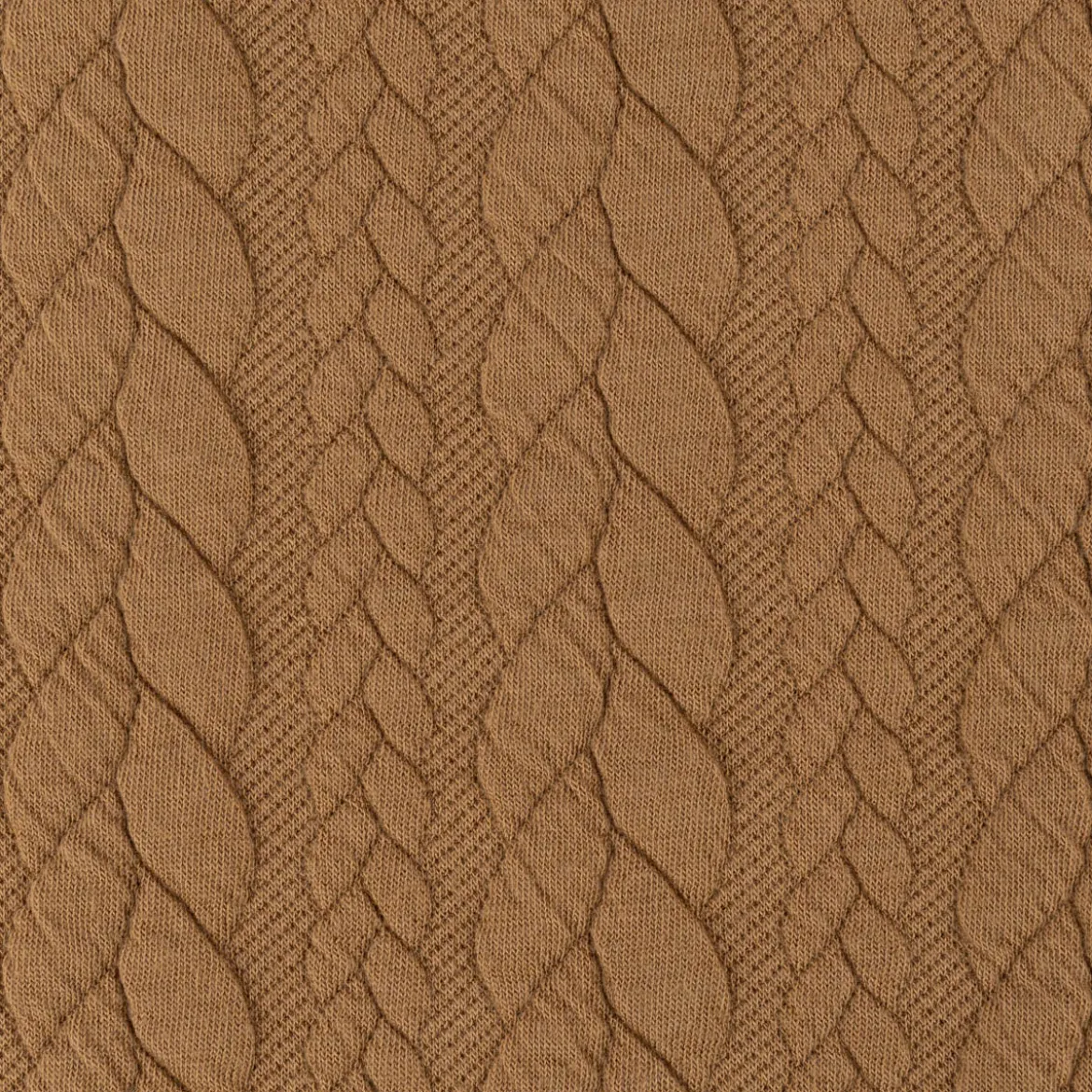 Bekleidungsstoff Cably Zopfmuster Strickstoff Meterware einfarbig camel 1,5m Breite