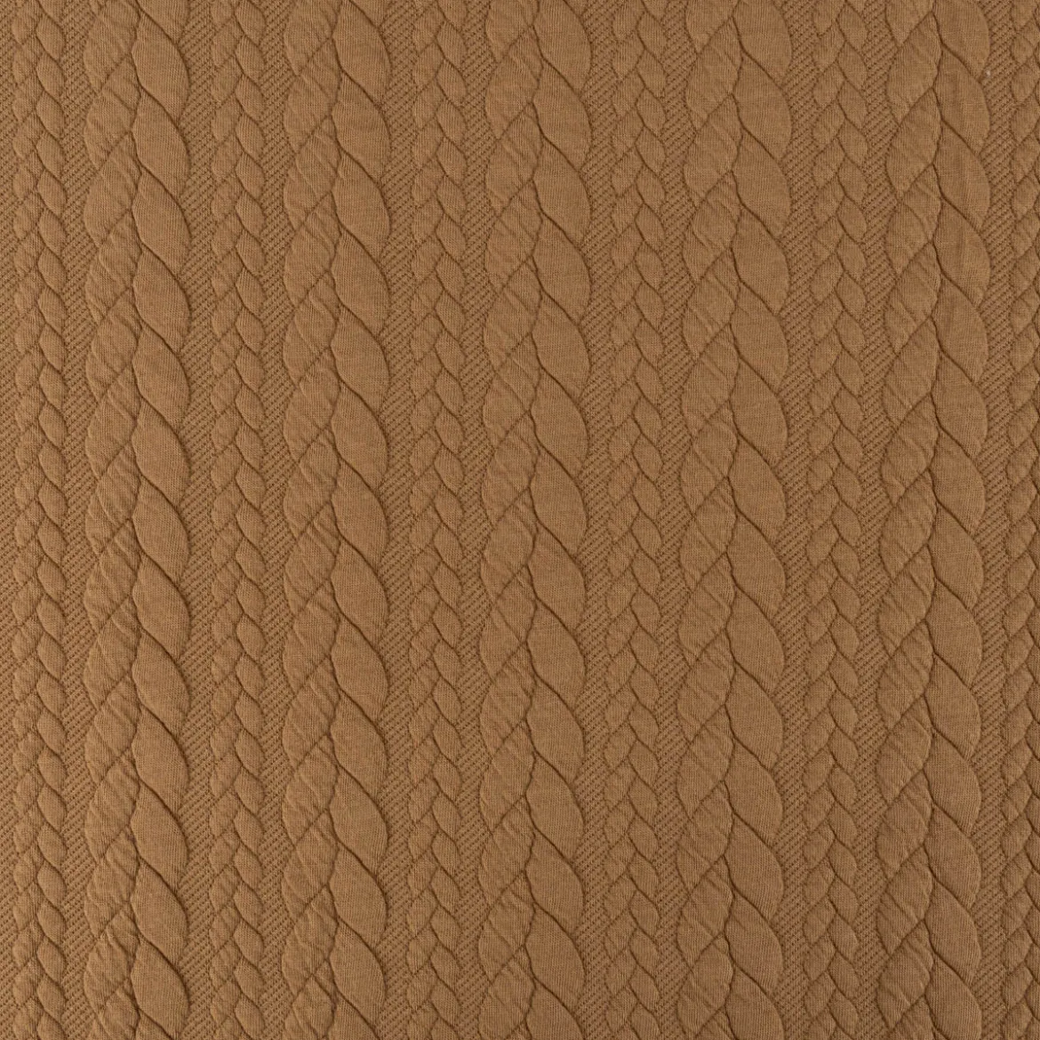 Bekleidungsstoff Cably Zopfmuster Strickstoff Meterware einfarbig camel 1,5m Breite