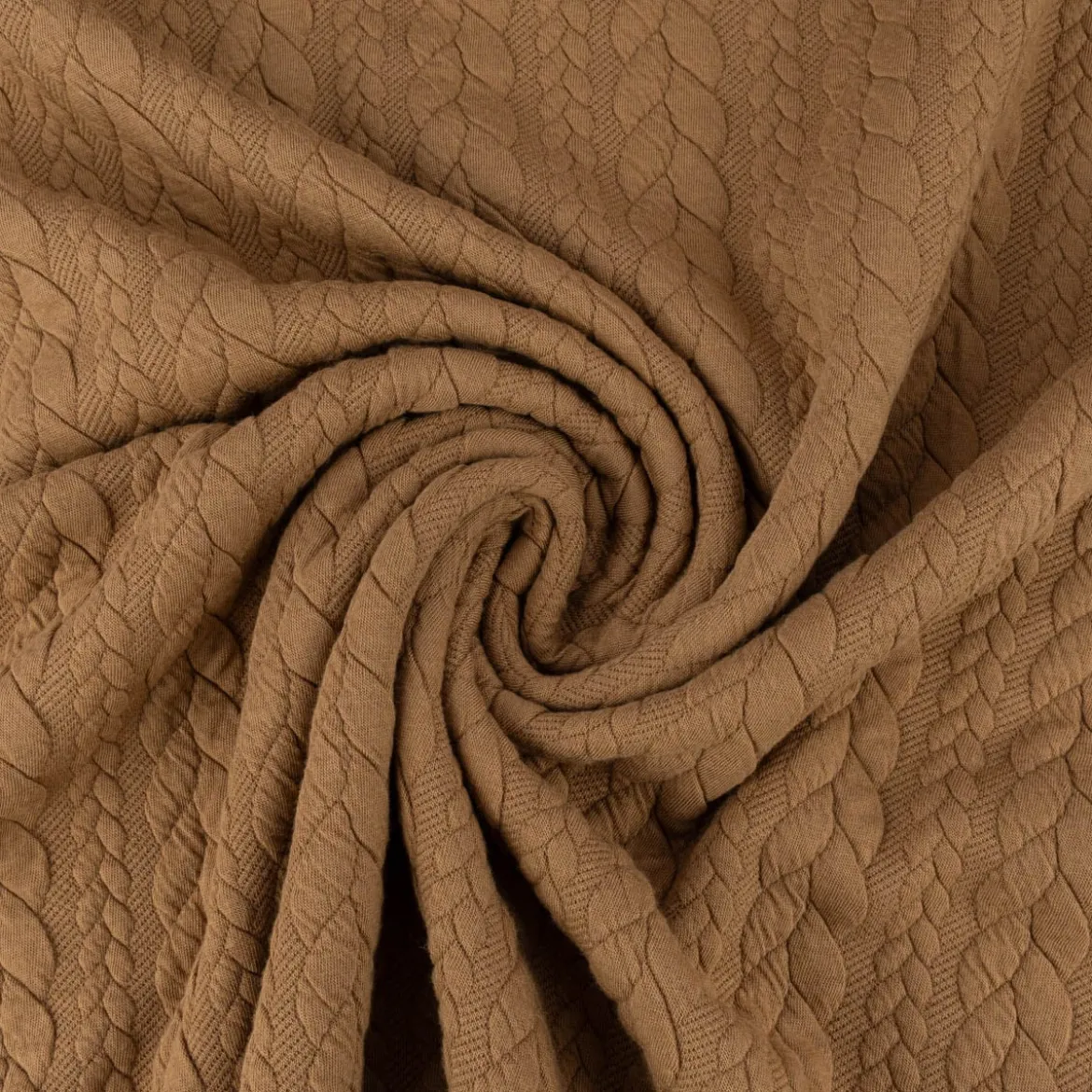 Bekleidungsstoff Cably Zopfmuster Strickstoff Meterware einfarbig camel 1,5m Breite