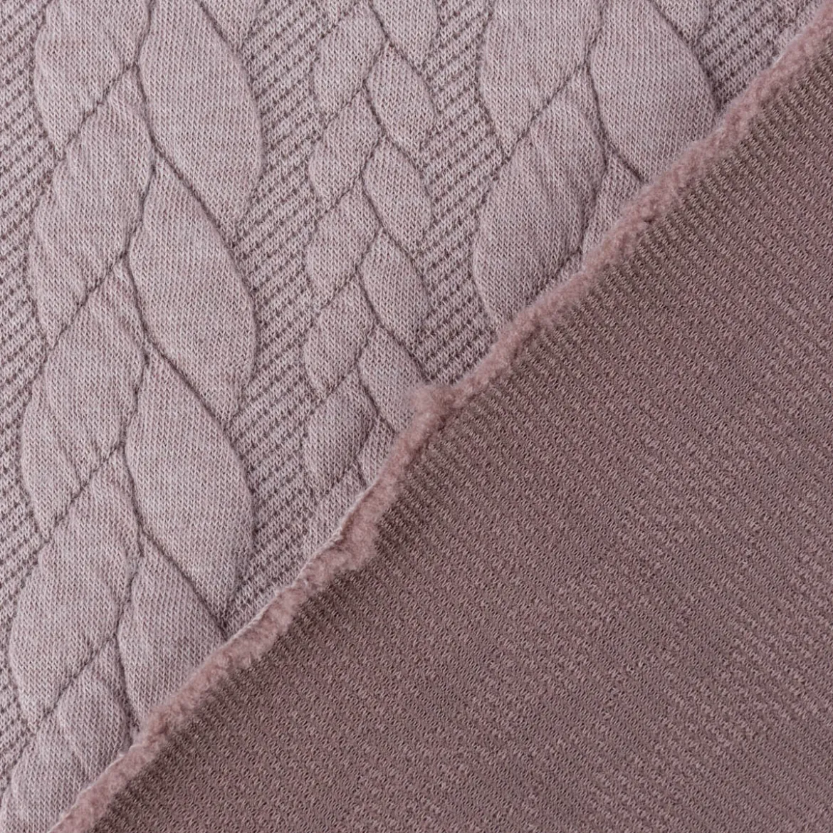 Bekleidungsstoff Cably Zopfmuster Strickstoff Meterware einfarbig rosa 1,5m Breite