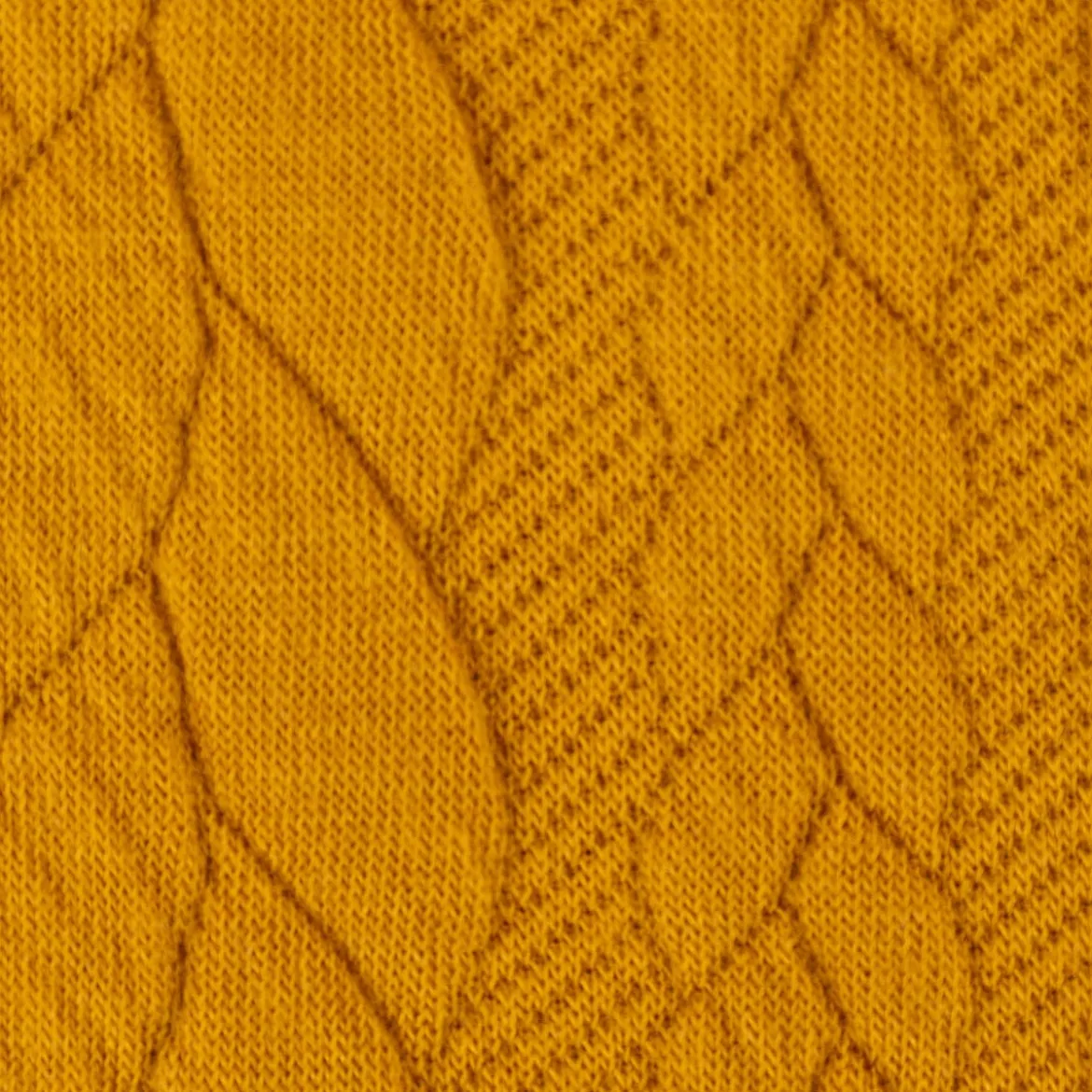 Bekleidungsstoff Cably Zopfmuster Strickstoff Meterware einfarbig senfgelb 1,50m Breite