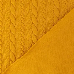 Bekleidungsstoff Cably Zopfmuster Strickstoff Meterware einfarbig senfgelb 1,50m Breite
