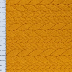 Bekleidungsstoff Cably Zopfmuster Strickstoff Meterware einfarbig senfgelb 1,50m Breite