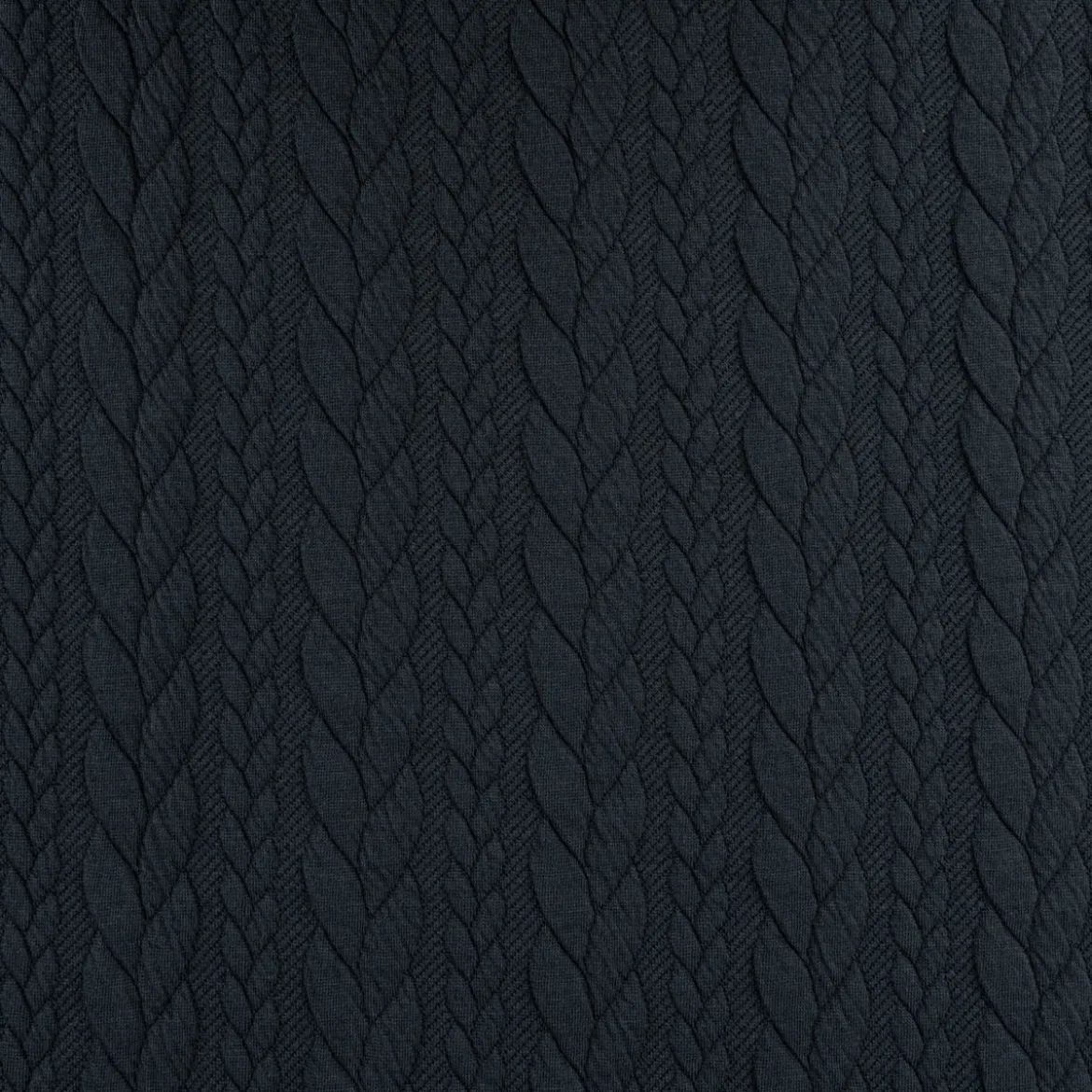 Bekleidungsstoff Cably Zopfmuster Strickstoff Meterware einfarbig schwarz 1,50m Breite