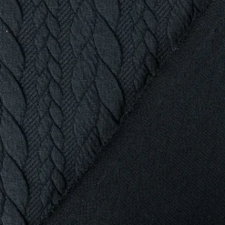 Bekleidungsstoff Cably Zopfmuster Strickstoff Meterware einfarbig schwarz 1,50m Breite