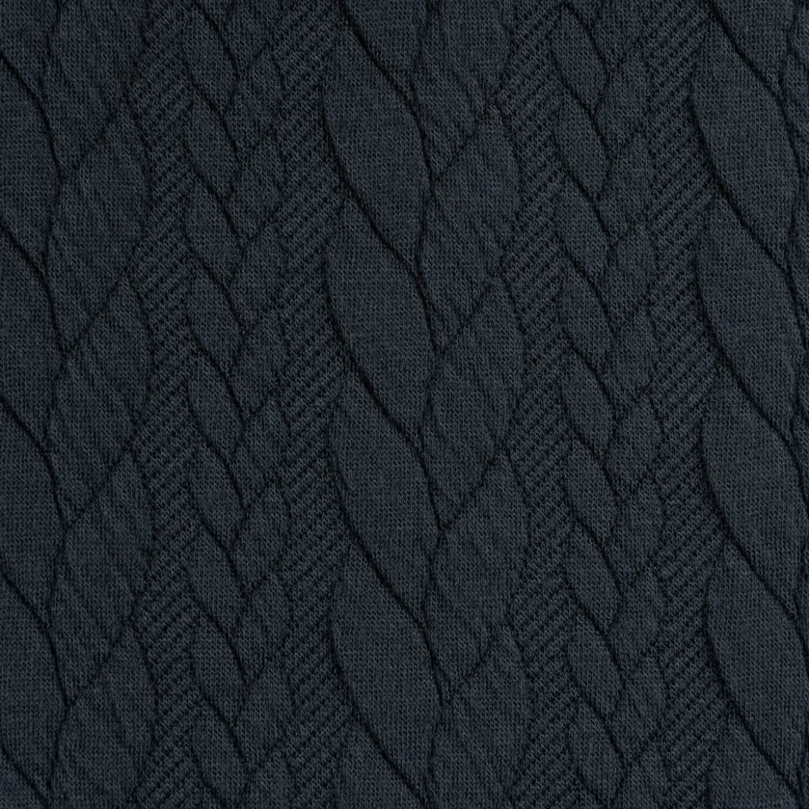 Bekleidungsstoff Cably Zopfmuster Strickstoff Meterware einfarbig schwarz 1,50m Breite