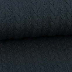 Bekleidungsstoff Cably Zopfmuster Strickstoff Meterware einfarbig schwarz 1,50m Breite
