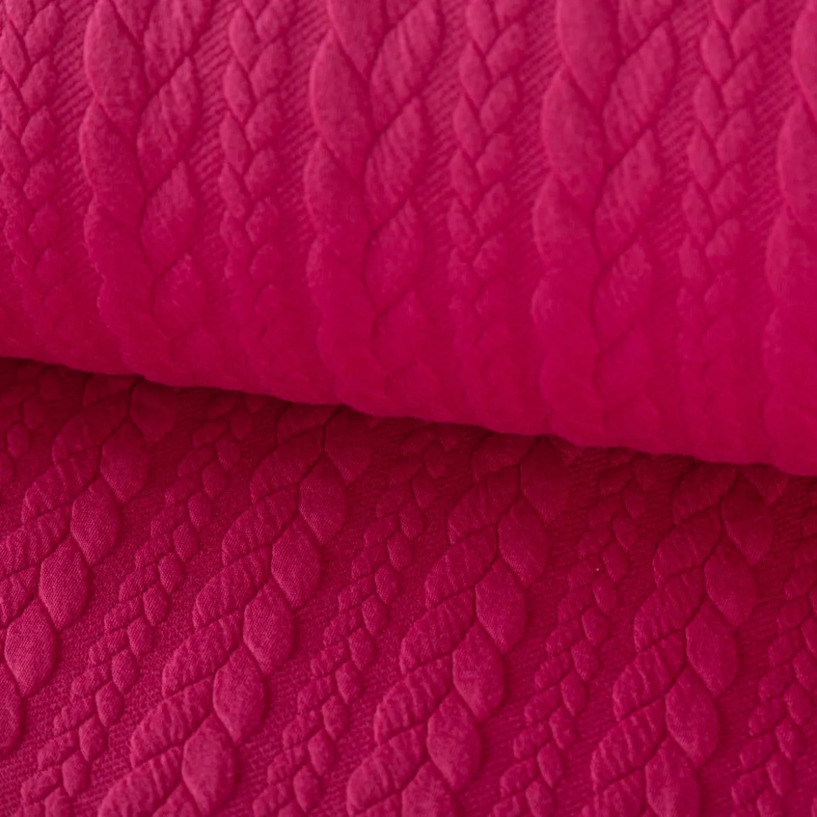 Bekleidungsstoff Cably Zopfmuster Strickstoff Meterware einfarbig pink 1,50m Breite