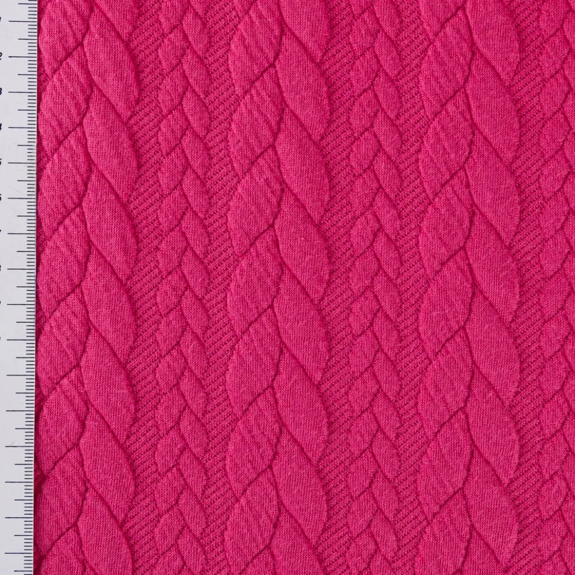 Bekleidungsstoff Cably Zopfmuster Strickstoff Meterware einfarbig pink 1,50m Breite