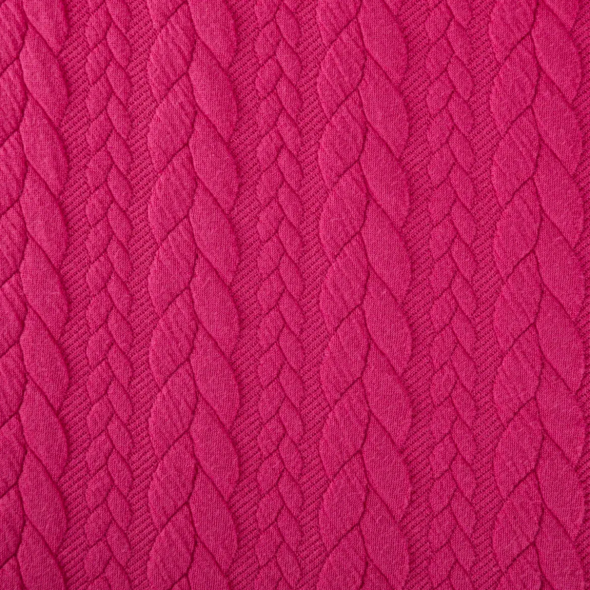 Bekleidungsstoff Cably Zopfmuster Strickstoff Meterware einfarbig pink 1,50m Breite