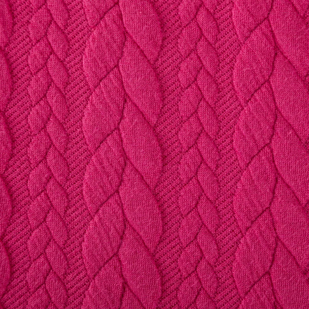 Bekleidungsstoff Cably Zopfmuster Strickstoff Meterware einfarbig pink 1,50m Breite