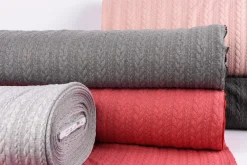 Bekleidungsstoff Cably Zopfmuster einfarbig mittel grau meliert 1,4m Breite