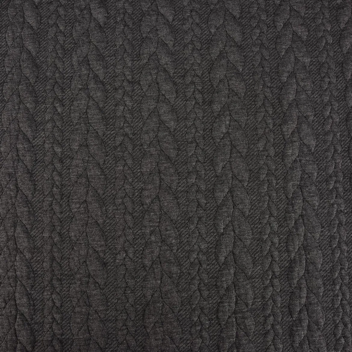 Bekleidungsstoff Cably Zopfmuster einfarbig dunkelgrau meliert 1,4m Breite