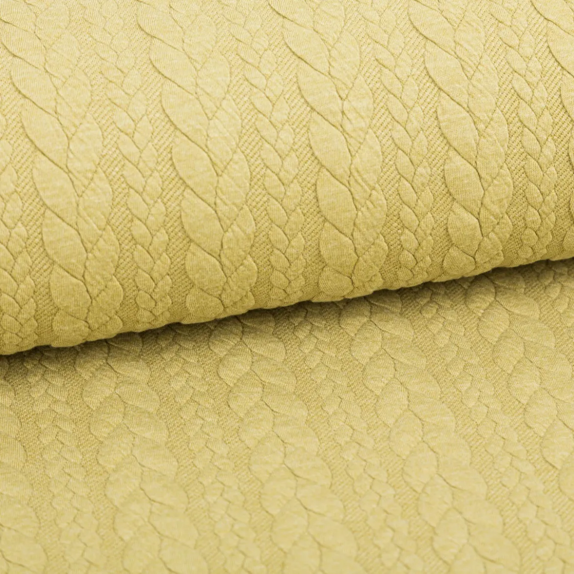 Bekleidungsstoff Cably Zopfmuster einfarbig grün 1,4m Breite