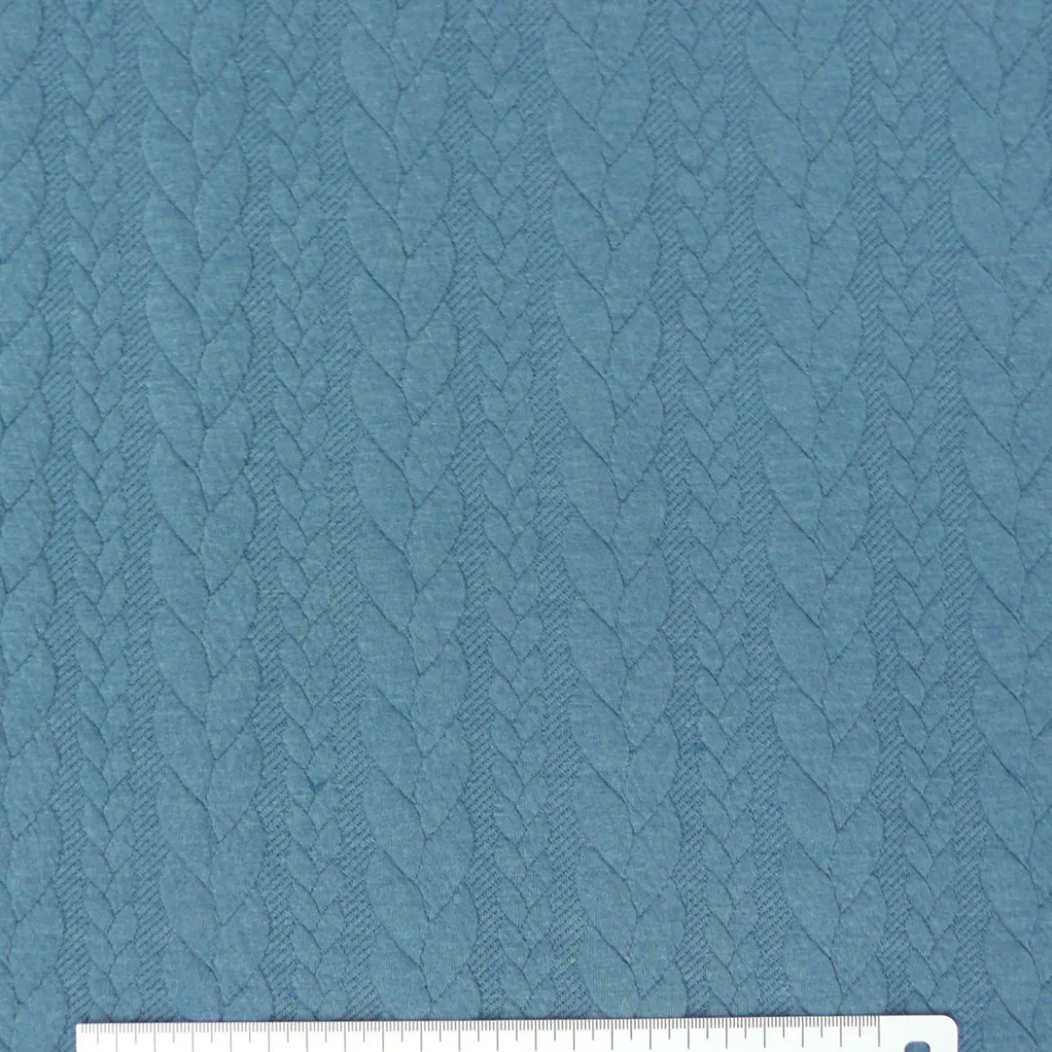 Bekleidungsstoff Cably Zopfmuster einfarbig petrol meliert 1,4m Breite