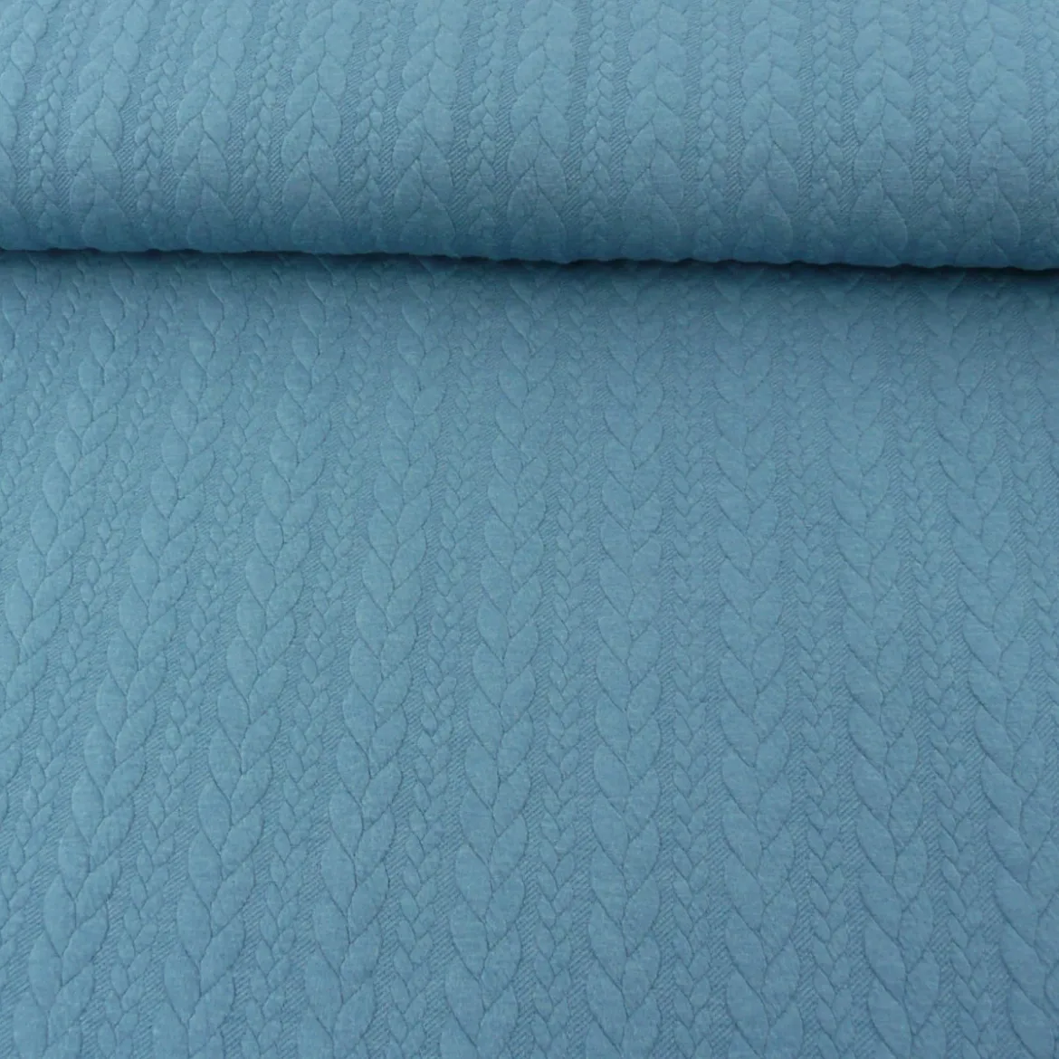 Bekleidungsstoff Cably Zopfmuster einfarbig petrol meliert 1,4m Breite