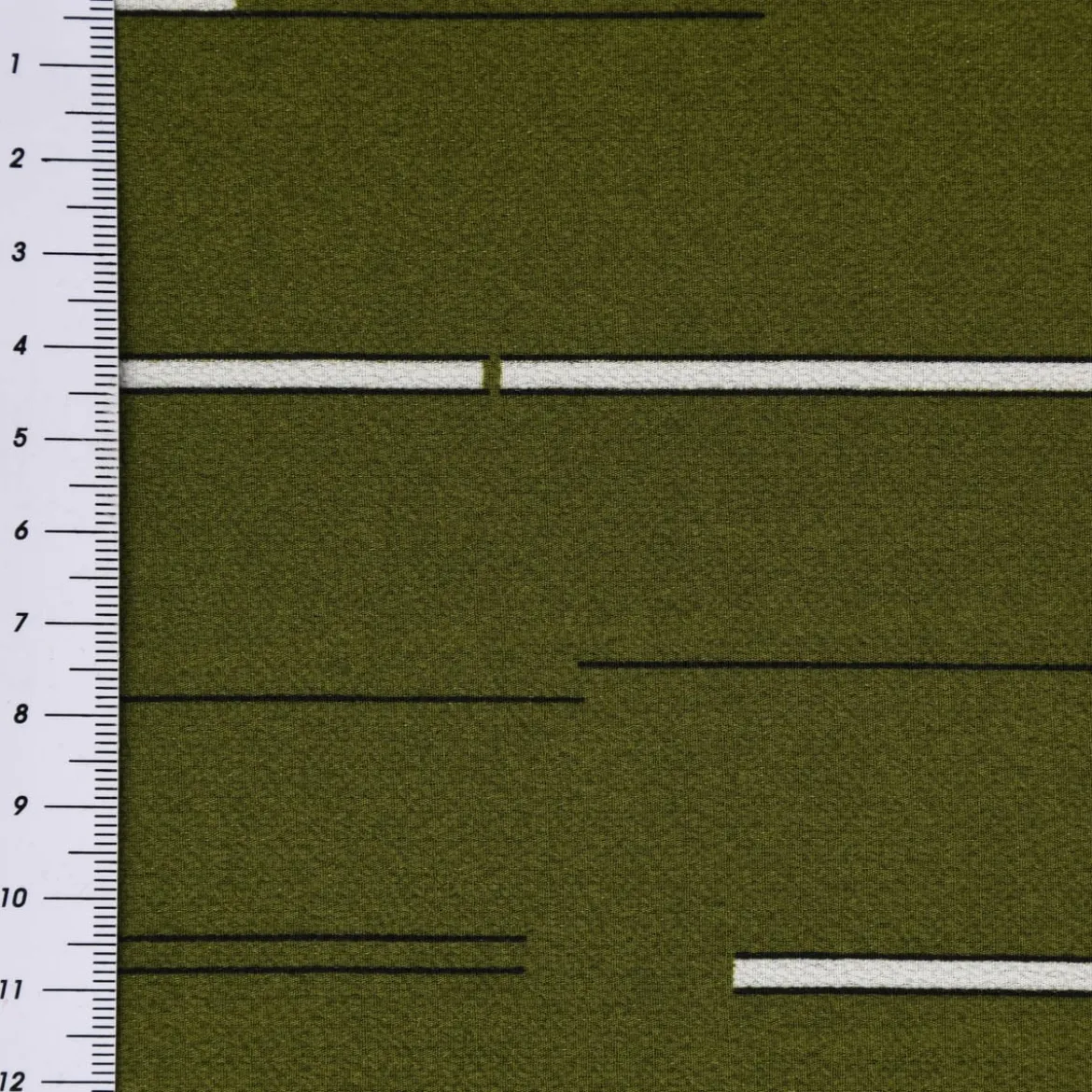Bekleidungsstoff Chiffon Streifen khaki grün weiß schwarz 1,45m Breite