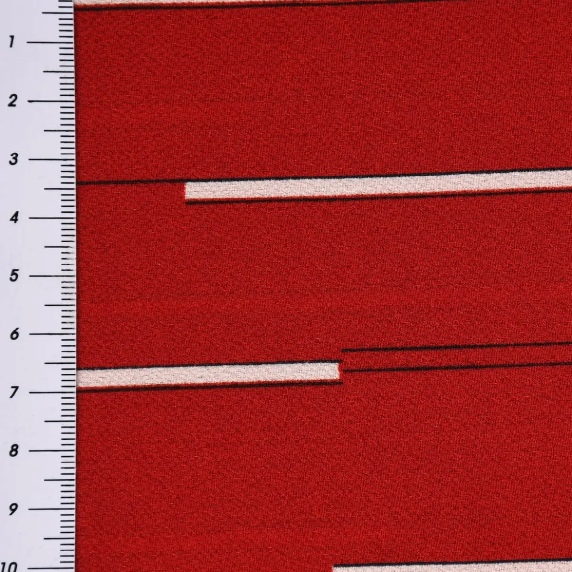 Bekleidungsstoff Chiffon Streifen rot weiß schwarz 1,45m Breite