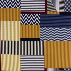 Bekleidungsstoff Crêpe Patchwork-Optik Streifen Zick Zack Kästchen weiß blau olivgrün rot 1,5m Breite