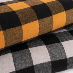Bekleidungsstoff Flanell-Art Holzfäller Karo angeraut hellgrau schwarz 1,5m Breite