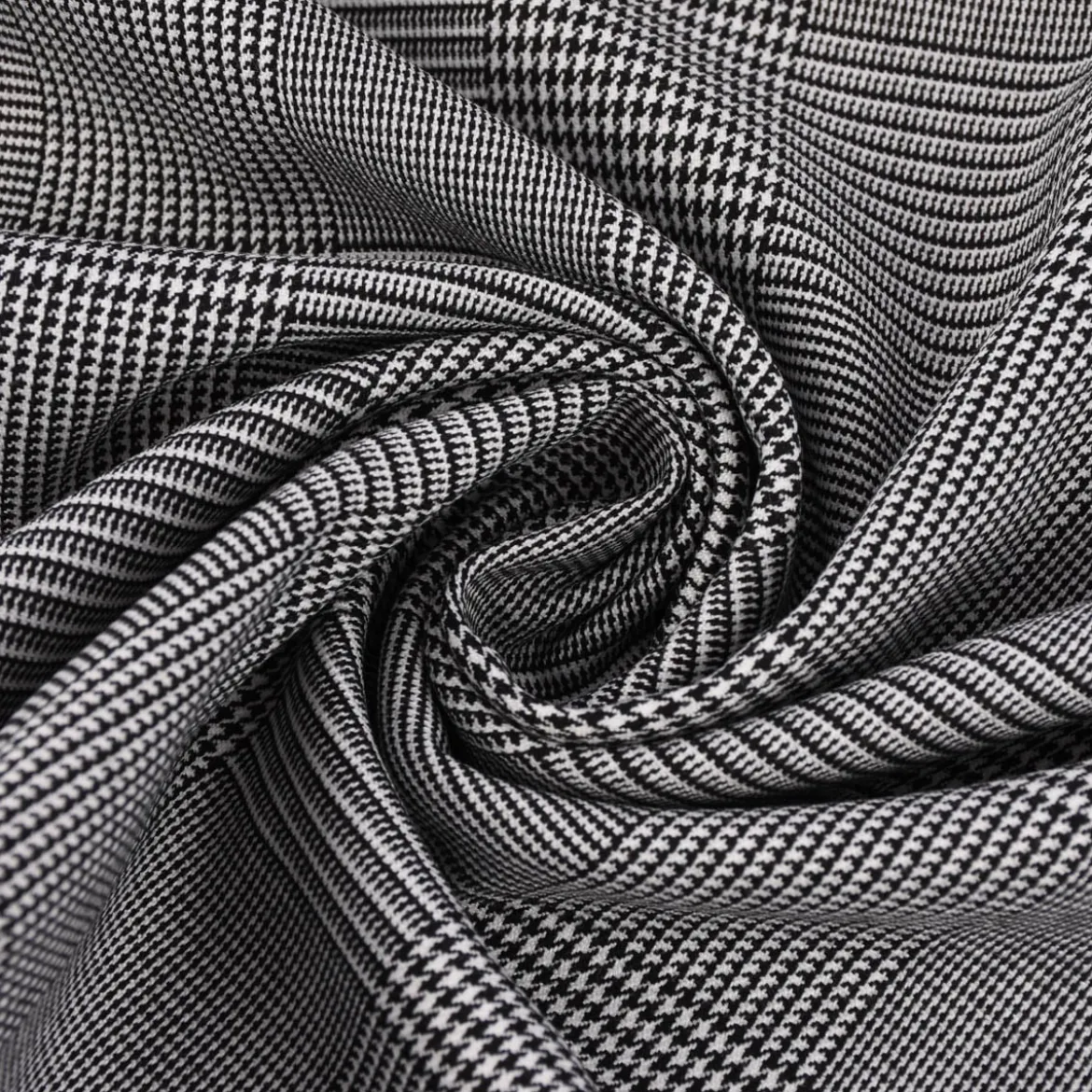 Bekleidungsstoff Hosenstoff Prince de Galles Karo schwarz weiß 1,40m Breite