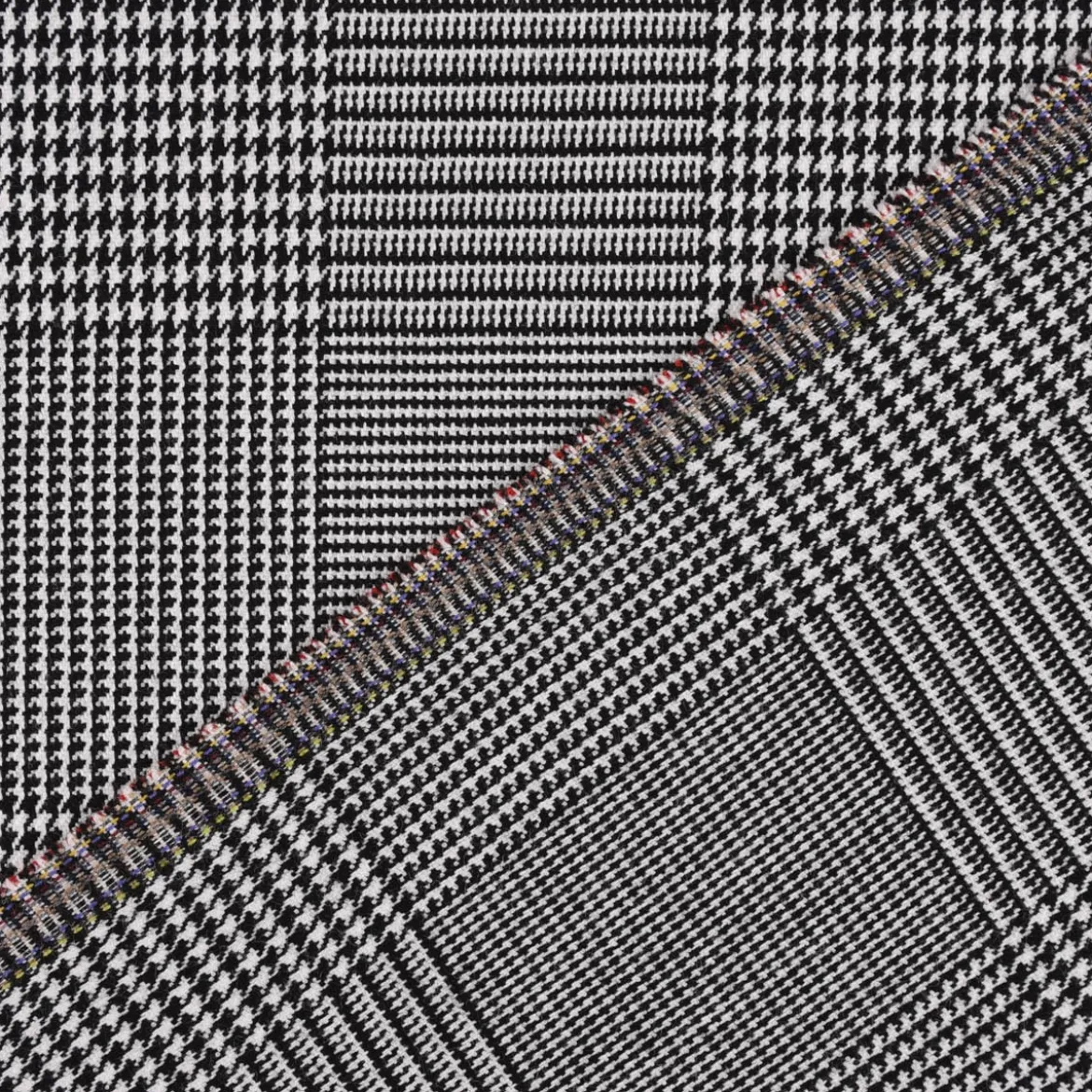 Bekleidungsstoff Hosenstoff Prince de Galles Karo schwarz weiß 1,40m Breite