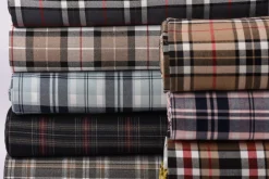 Bekleidungsstoff Karostoff Schottenkaro kariert grau rot weiß schwarz 1,45m Breite