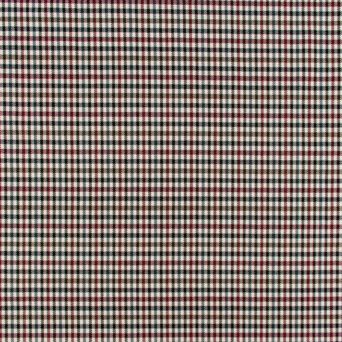 Bekleidungsstoff Karostoff Schottenkaro kariert klein creme petrol dunkelrot 1,45m Breite