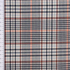 Bekleidungsstoff Karostoff Schottenkaro kariert klein creme blau rot 1,45m Breite