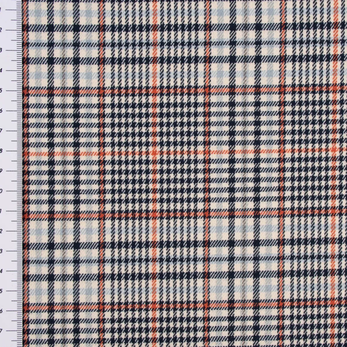 Bekleidungsstoff Karostoff Schottenkaro kariert klein creme blau rot 1,45m Breite