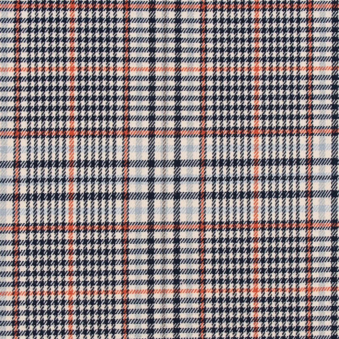 Bekleidungsstoff Karostoff Schottenkaro kariert klein creme blau rot 1,45m Breite