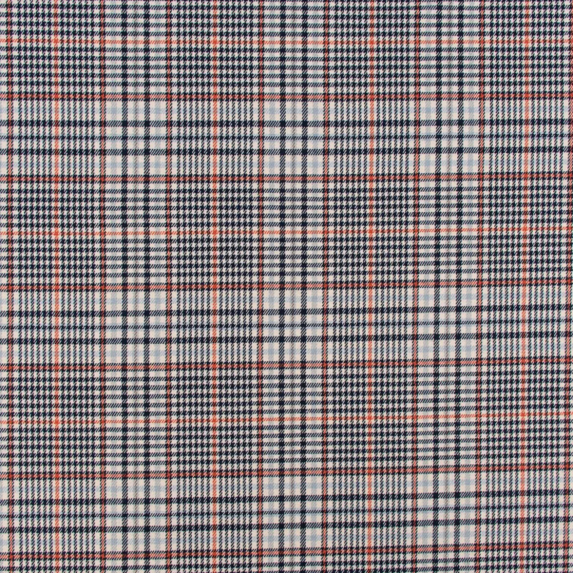 Bekleidungsstoff Karostoff Schottenkaro kariert klein creme blau rot 1,45m Breite
