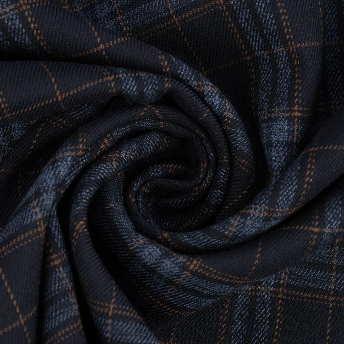 Bekleidungsstoff Karostoff Schottenkaro kariert dunkelblau blau braun 1,45m Breite
