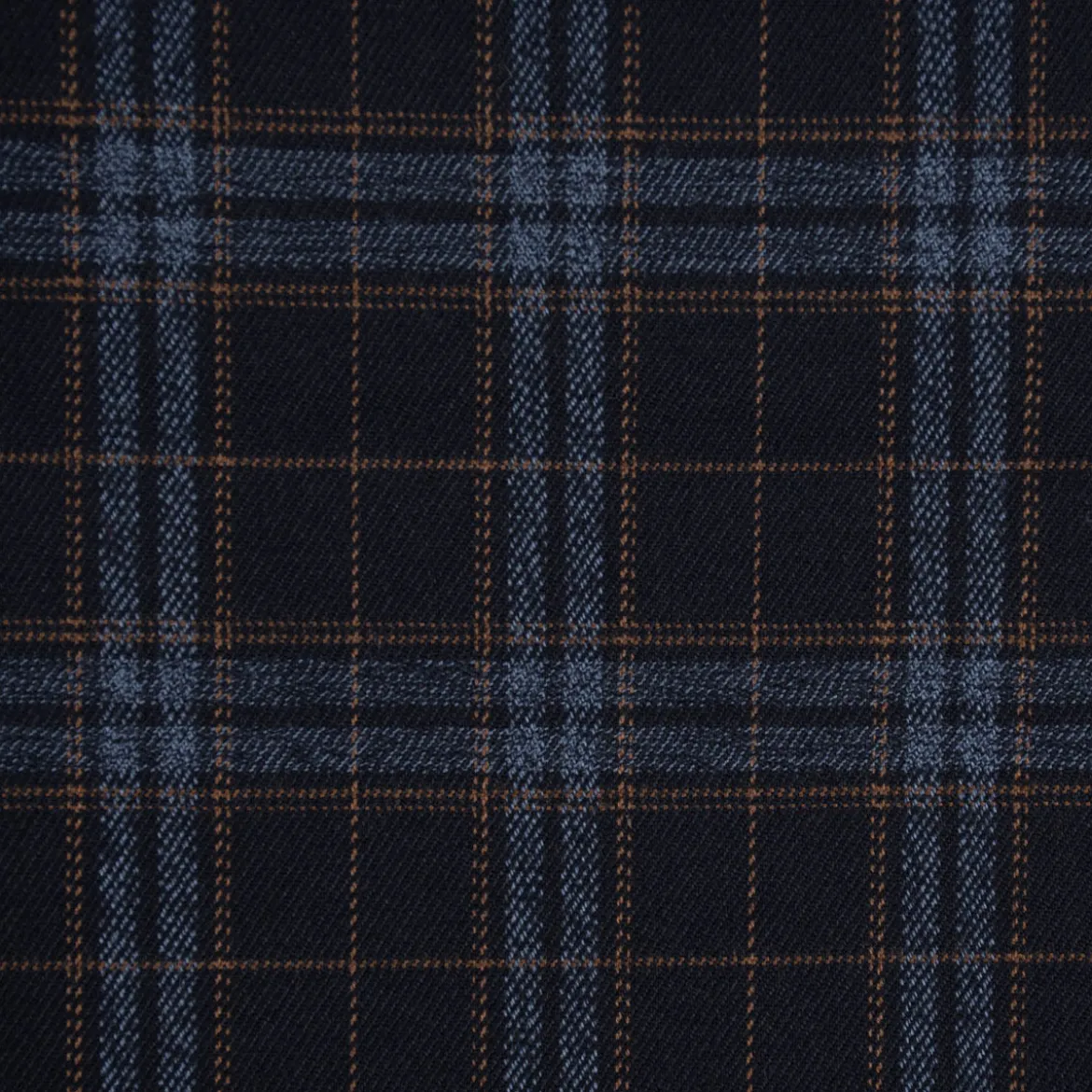Bekleidungsstoff Karostoff Schottenkaro kariert dunkelblau blau braun 1,45m Breite