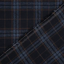 Bekleidungsstoff Karostoff Schottenkaro kariert dunkelblau blau braun 1,45m Breite