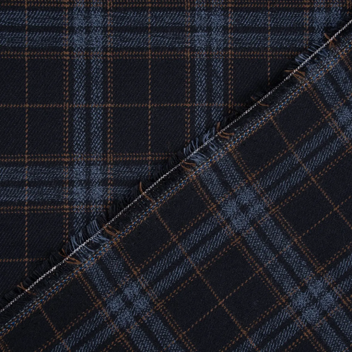 Bekleidungsstoff Karostoff Schottenkaro kariert dunkelblau blau braun 1,45m Breite