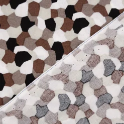 Bekleidungsstoff leichte Viskose grafische Punkte Kreise braun beige sand 1,40m Breite