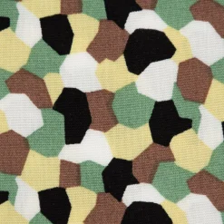 Bekleidungsstoff leichte Viskose grafische Punkte Kreise grün gelb braun 1,40m Breite