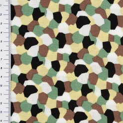 Bekleidungsstoff leichte Viskose grafische Punkte Kreise grün gelb braun 1,40m Breite