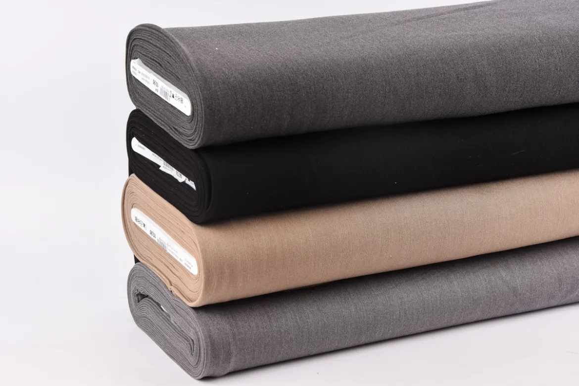 Bekleidungsstoff mit Viskose Barbados uni grau meliert 1,40m Breite