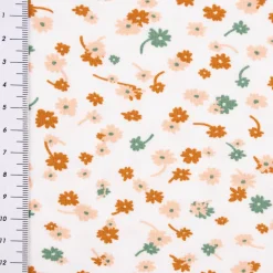 Bekleidungsstoff Modal Baumwolle Jersey Blumen Blüten weiß rosa cognac 1,50m Breite