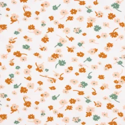 Bekleidungsstoff Modal Baumwolle Jersey Blumen Blüten weiß rosa cognac 1,50m Breite