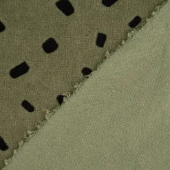 Bekleidungsstoff Nicky Tupfen Punkte altgrün schwarz 1,55m Breite